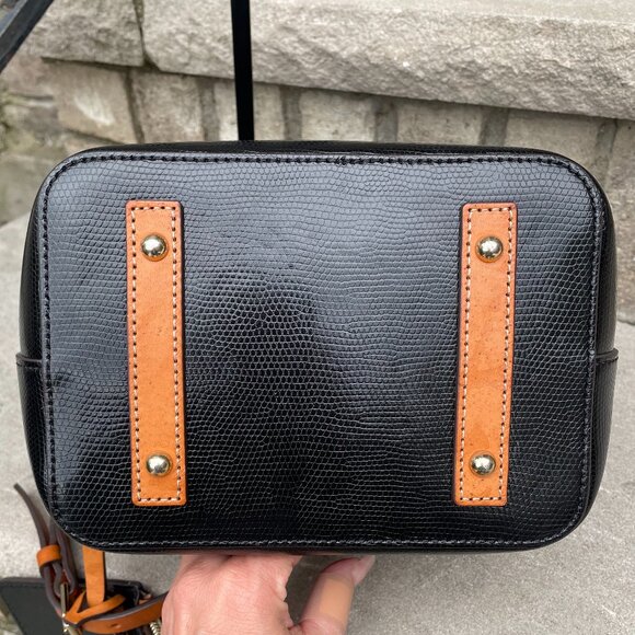 DOONEY & BOURKE SIENA SERENA DRAWSTRING BUCKET SHOULDER BAG Black Leather Tassel - Picture 10 of 16